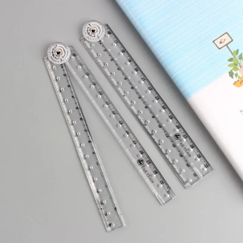 Creative Acrylic Transparent Folding Ruler Simple Scale Plastic Ruler Drawing Ruler for School Office Gadgets Korean Stationery