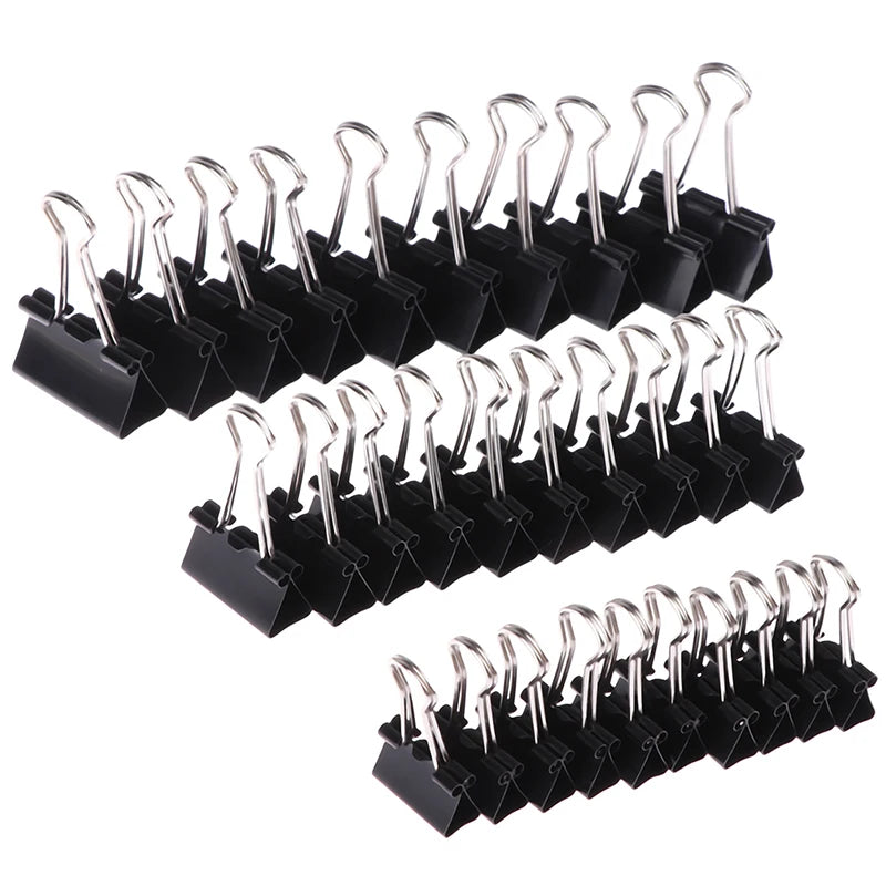 10Pcs Black Metal Binder Clips 19mm/ 25mm/ 32mm Notes Letter Paper Clip Office Stationery Supplies Binding Securing