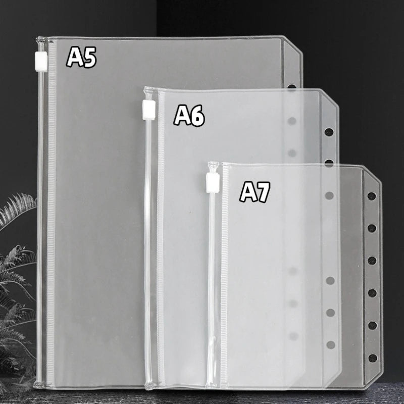 10pcs Zipper-Closure Pouch Transparent PVC Waterproof Triple-Size Notebook File Organizer Portable Travel Moisture-Proof